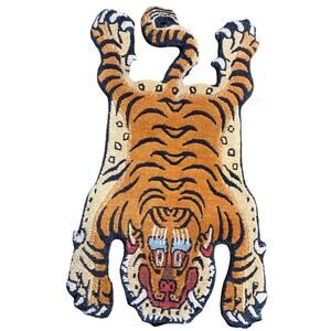Tibetan Tiger Small Rug 14" x 25" Wool Tufted